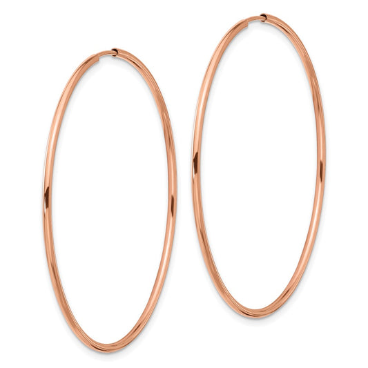 14k Rose Gold 1.5x51mm Polished Endless Tube Hoop Earrings