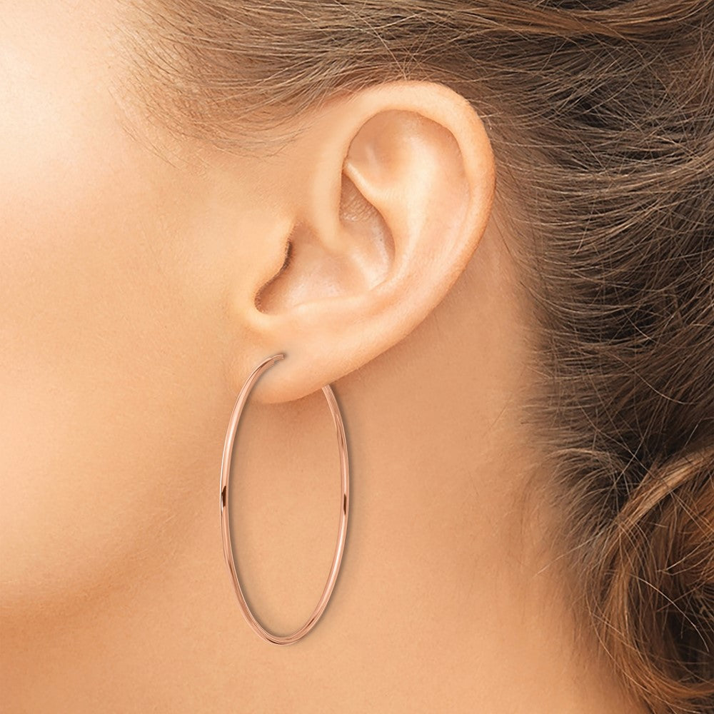 14k Rose Gold 1.5x51mm Polished Endless Tube Hoop Earrings