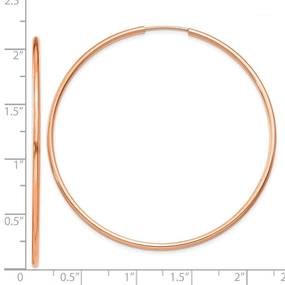14k Rose Gold 1.5x51mm Polished Endless Tube Hoop Earrings