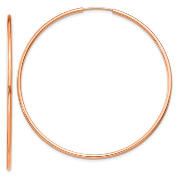 14k Rose Gold 1.5x51mm Polished Endless Tube Hoop Earrings