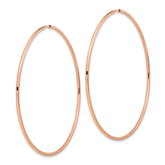 14k Rose Gold 1.5x57mm Polished Endless Tube Hoop Earrings