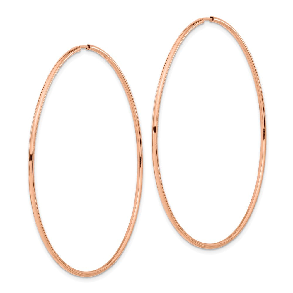 14k Rose Gold 1.5x57mm Polished Endless Tube Hoop Earrings