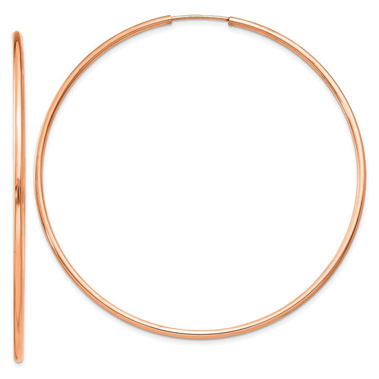 14k Rose Gold 1.5x57mm Polished Endless Tube Hoop Earrings