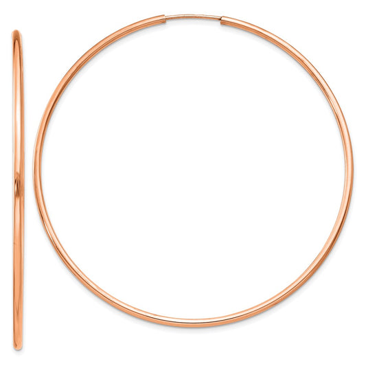 14k Rose Gold 1.5x57mm Polished Endless Tube Hoop Earrings