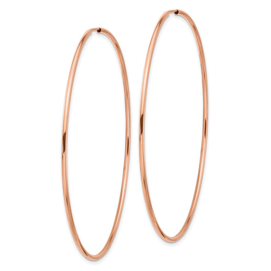 14k Rose Gold 1.5x64mm Polished Endless Tube Hoop Earrings