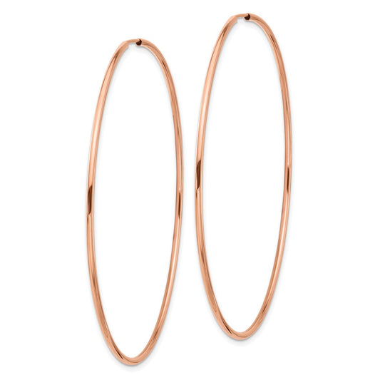 14k Rose Gold 1.5x64mm Polished Endless Tube Hoop Earrings