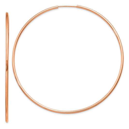 14k Rose Gold 1.5x64mm Polished Endless Tube Hoop Earrings
