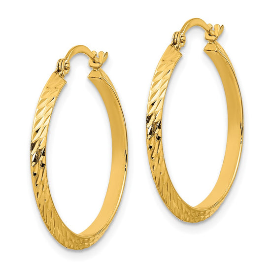 Gold Diamond-cut Knife Edge Hoop Earrings