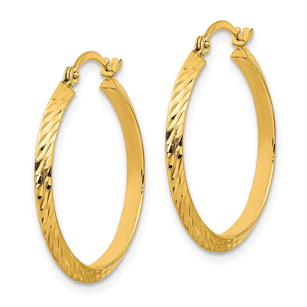 Gold Diamond-cut Knife Edge Hoop Earrings