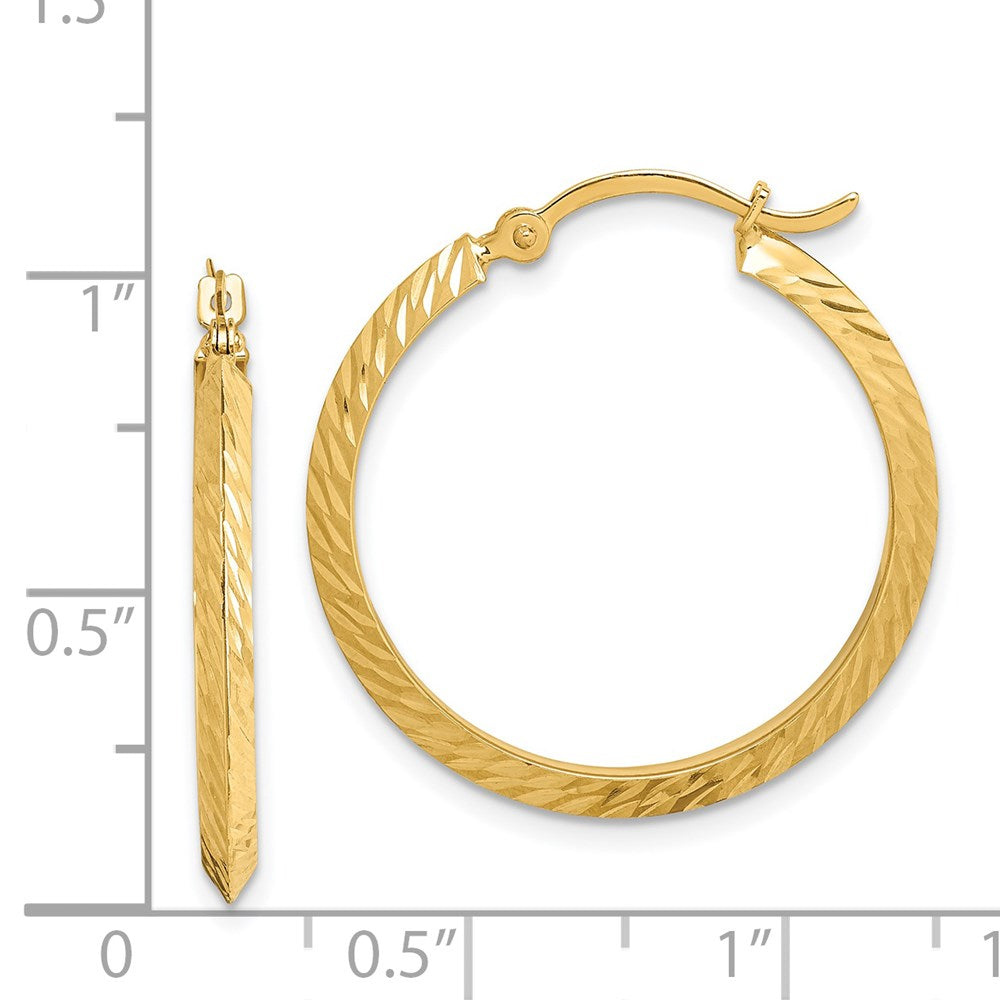 Gold Diamond-cut Knife Edge Hoop Earrings
