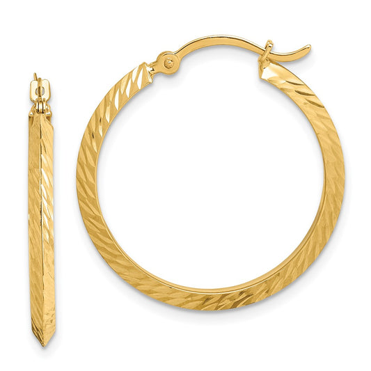 Gold Diamond-cut Knife Edge Hoop Earrings