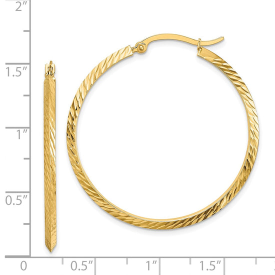 Gold Diamond-cut Knife Edge Hoop Earrings