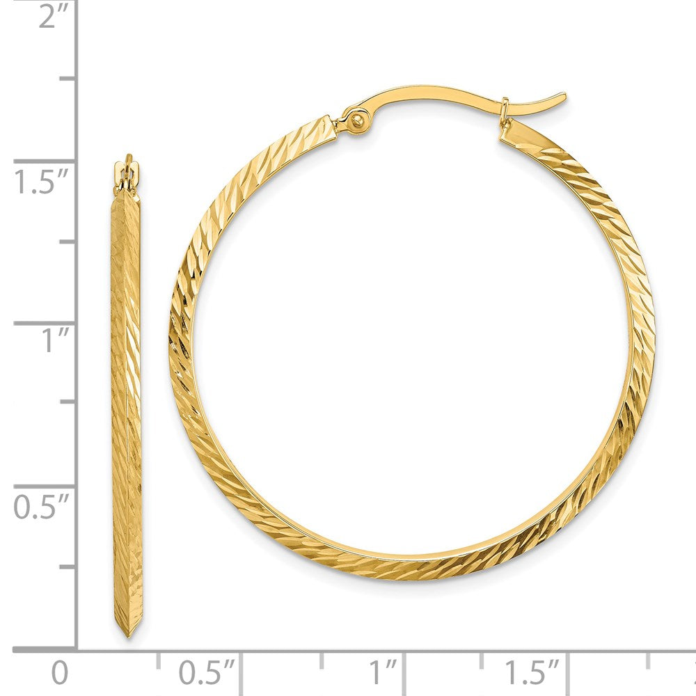 Gold Diamond-cut Knife Edge Hoop Earrings