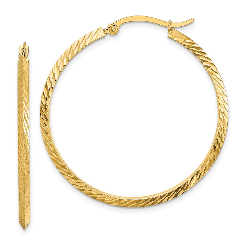 Gold Diamond-cut Knife Edge Hoop Earrings
