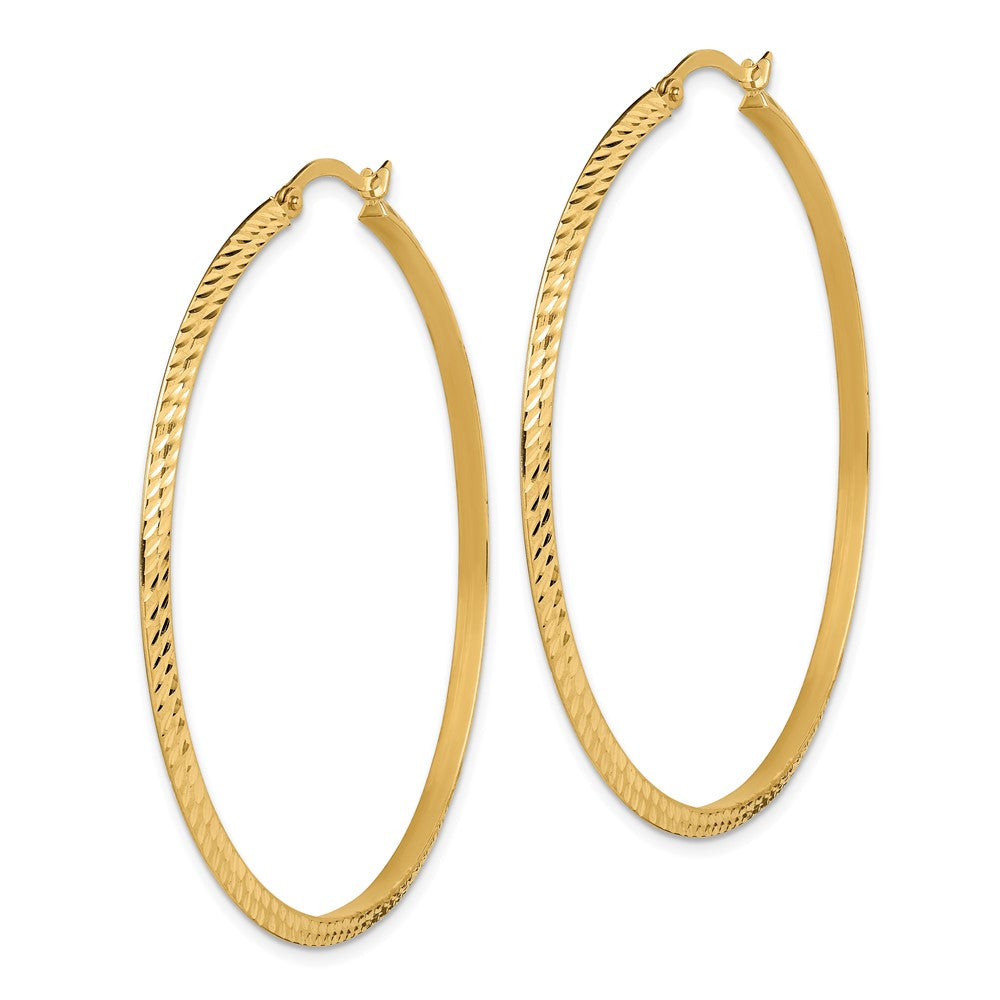 Gold Diamond-cut Knife Edge Hoop Earrings