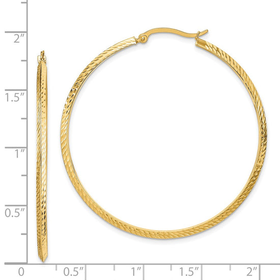 Gold Diamond-cut Knife Edge Hoop Earrings