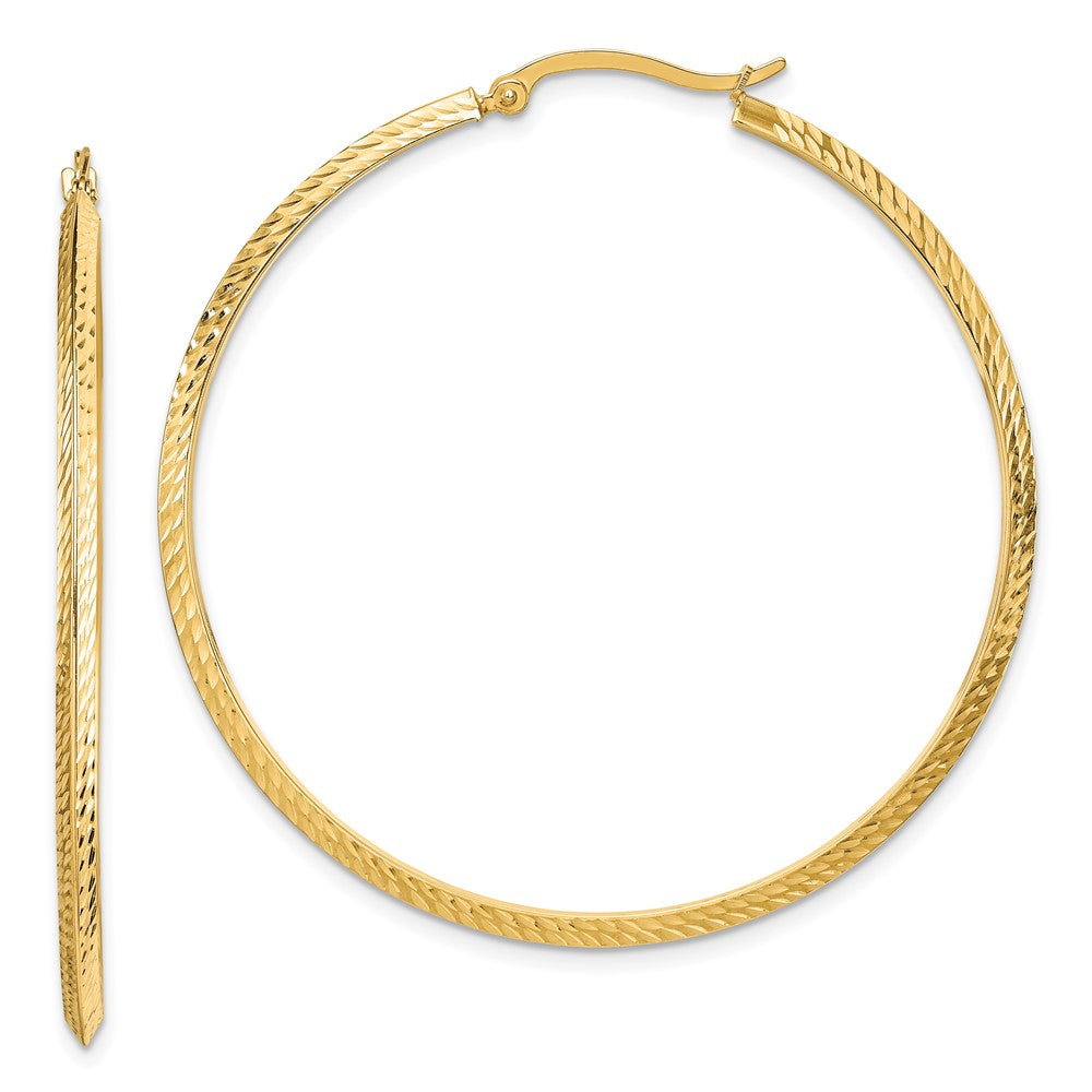 Gold Diamond-cut Knife Edge Hoop Earrings