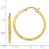 14K 2.00x32mm Polished Diamond-Cut Knife-Edge Tube Hoop Earrings