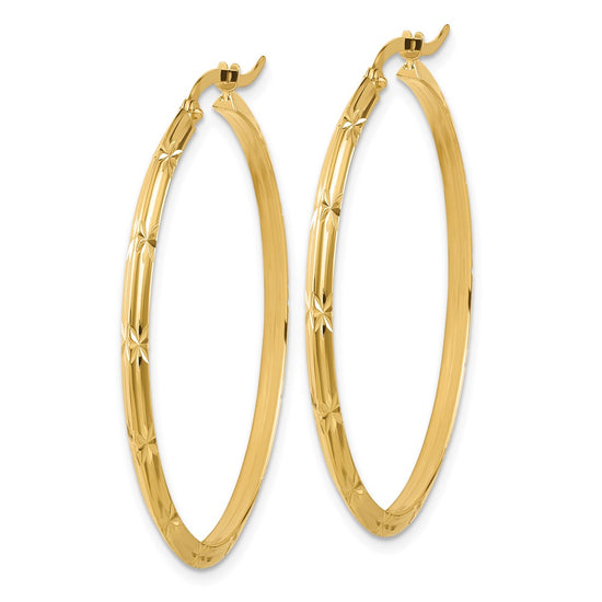 Gold Diamond-cut Knife Edge Hoop Earrings