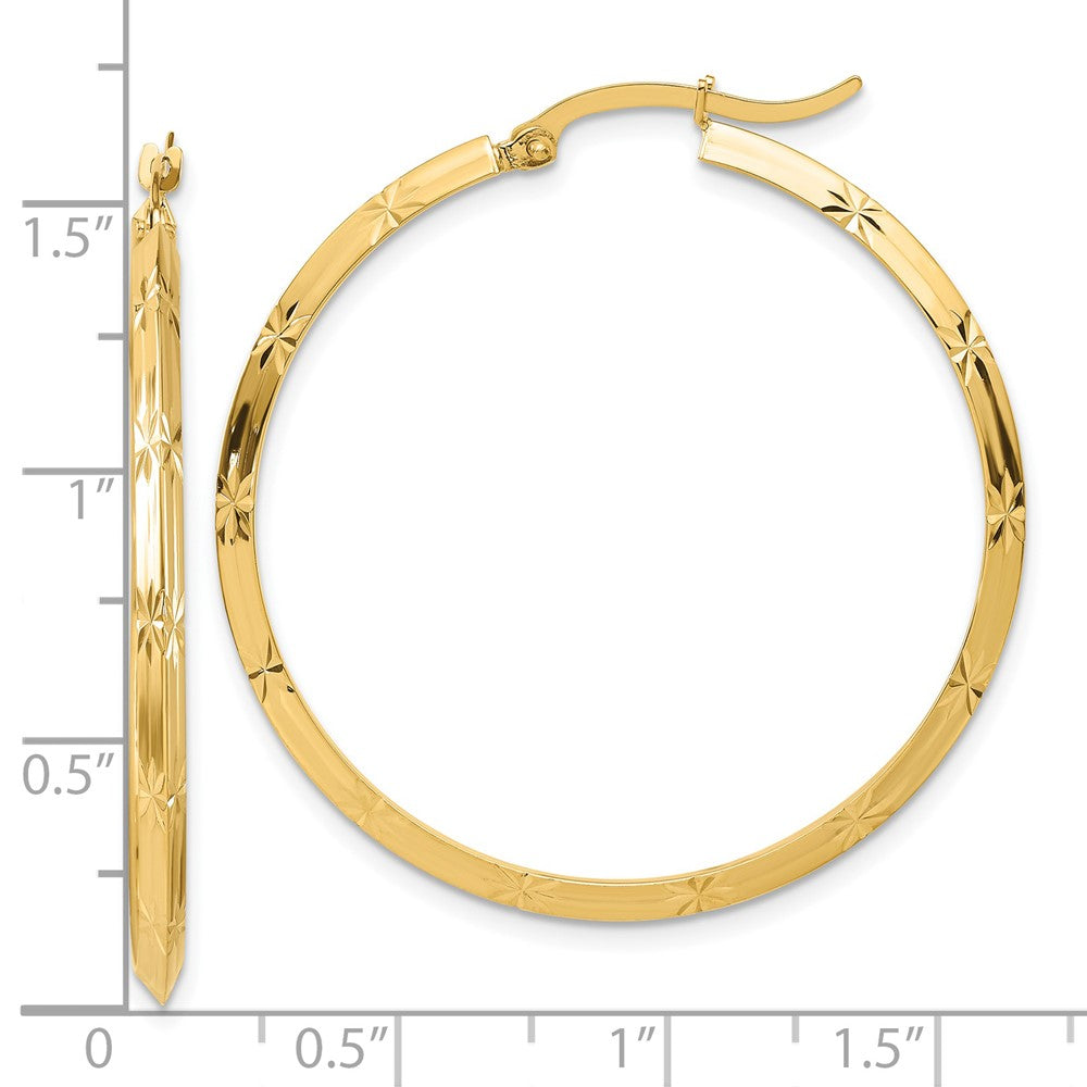 Gold Diamond-cut Knife Edge Hoop Earrings