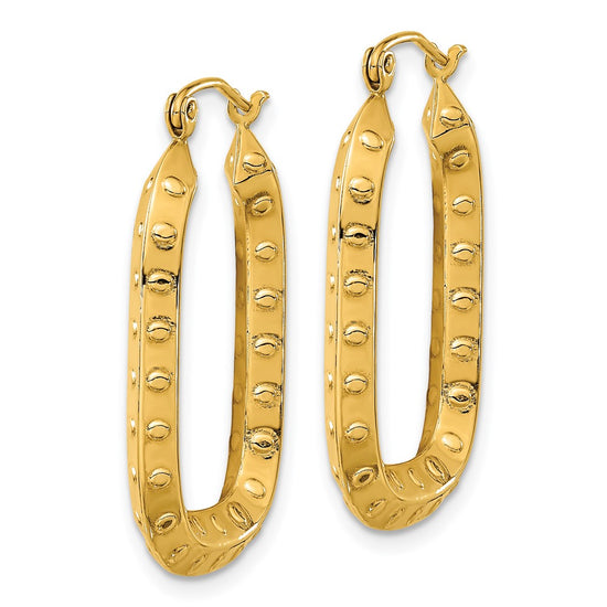 Gold Polished and Textured Square Hoop Earrings