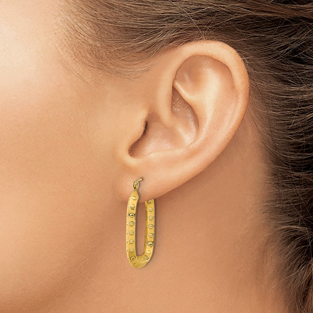 Gold Polished and Textured Square Hoop Earrings