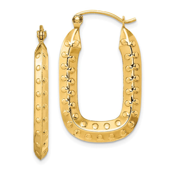 Gold Polished and Textured Square Hoop Earrings