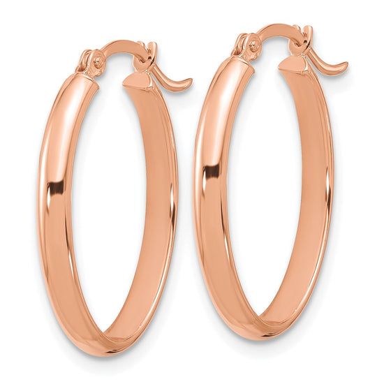3mm Gold Oval Tube Hoop Earrings