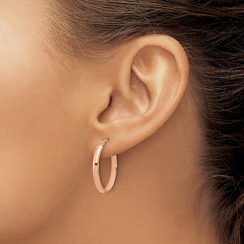 3mm Gold Oval Tube Hoop Earrings
