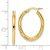 14K 2x25mm Diamond-cut Oval Hoop Earrings