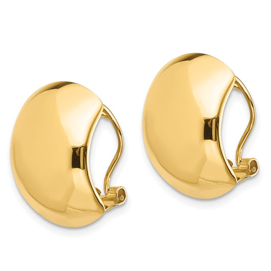 14K 12x17mm Polished Omega Back Post Earrings