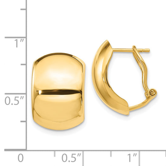 14K 12x17mm Polished Omega Back Post Earrings