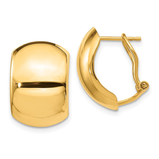 14K 12x17mm Polished Omega Back Post Earrings
