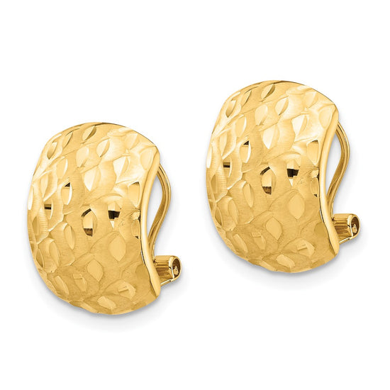 Gold Diamond-cut Omega Back Post Earrings