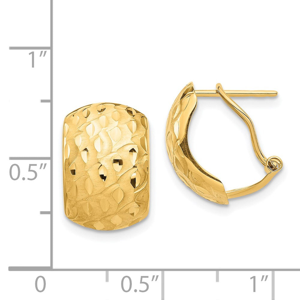 14K 10x14mm Textured Omega Back Earrings