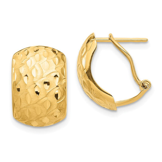 Gold Diamond-cut Omega Back Post Earrings
