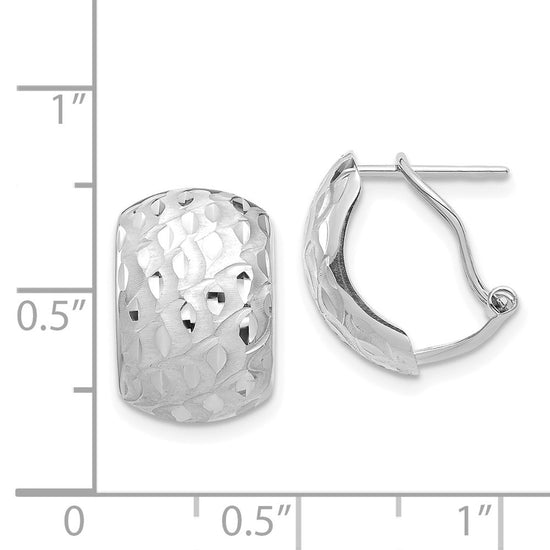 14K White Gold 10x14mm Textured Omega Back Earrings