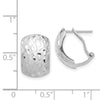 14K White Gold 10x14mm Textured Omega Back Earrings