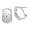 14K White Gold 10x14mm Textured Omega Back Earrings