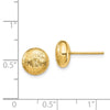 14K 8mm Scratch-Finish Hollow Round Button Post Earrings