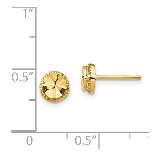 14K 6.25mm Diamond-Cut Round Post Earrings