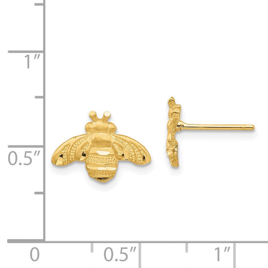 14K Diamond-cut Bee Post Earrings