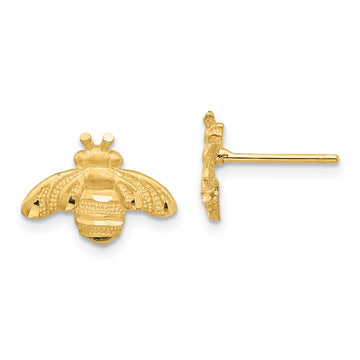 14K Diamond-cut Bee Post Earrings