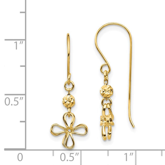 14k Open Clover Dangle French Wire Earrings