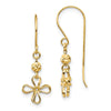 14k Open Clover Dangle French Wire Earrings
