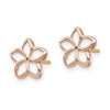 14K Two-tone Rose Gold with Yellow Gold Post Polished Plumeria Cut-out Post Earrings