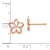 14K Two-tone Rose Gold with Yellow Gold Post Polished Plumeria Cut-out Post Earrings