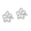14K White Gold Polished Cut-out Plumeria Post Earrings