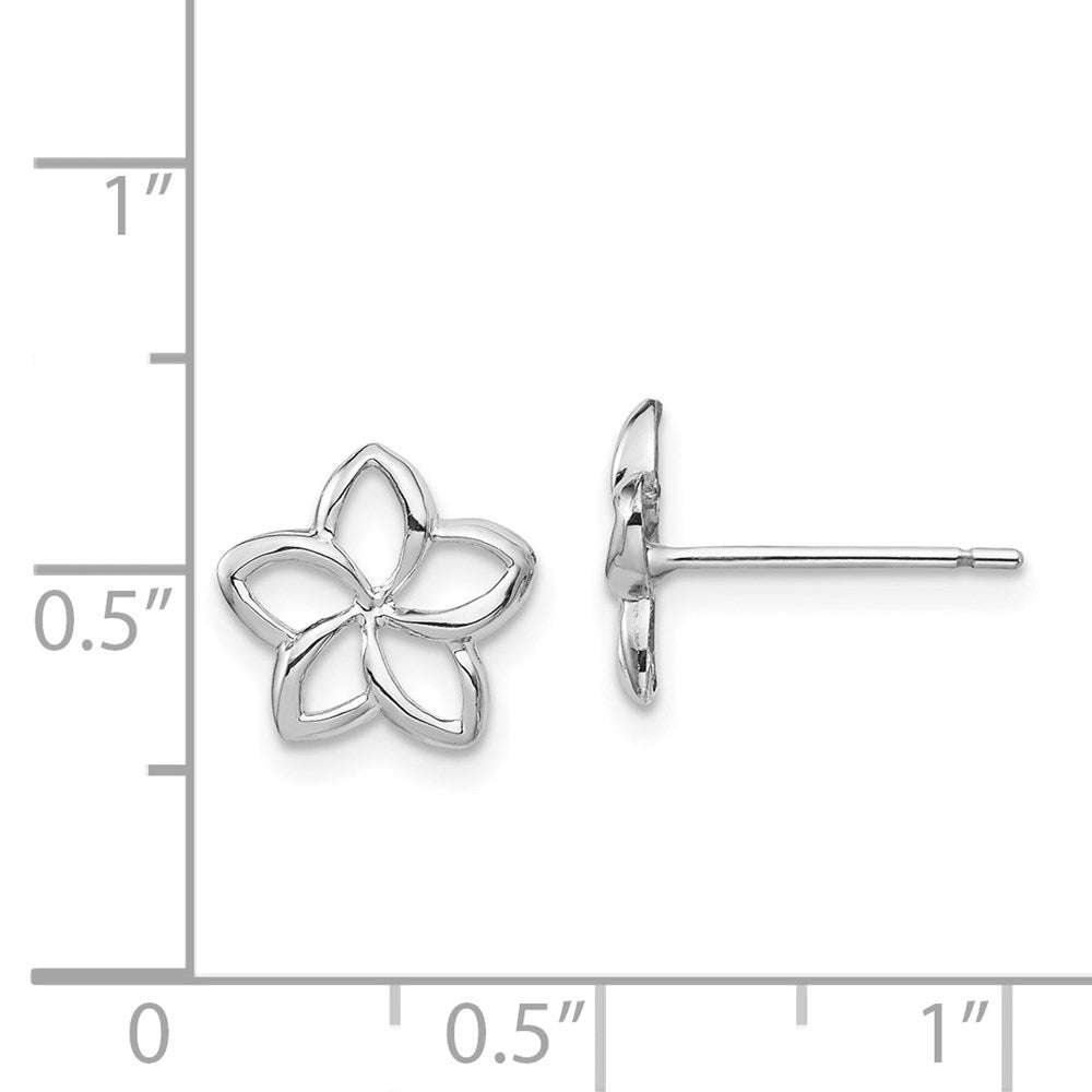 14K White Gold Polished Cut-out Plumeria Post Earrings