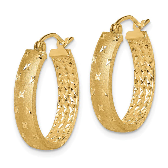 Gold Satin and D/C Round Hoop Earrings